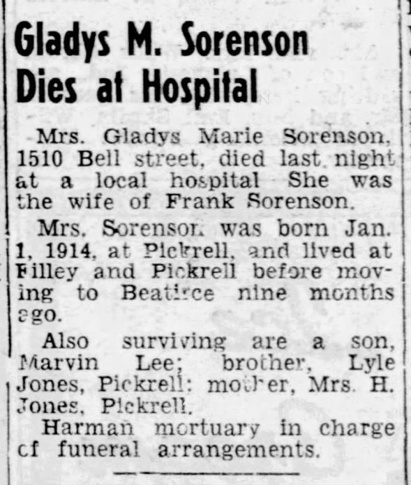 Gladys Sorenson obituary